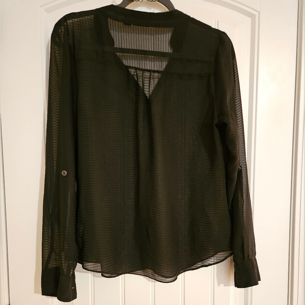Elegant Black Sheer Blouse . Medium